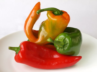 Composition of peppers on a plate.