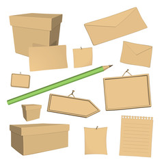 set of vector blank recycled paper office elements