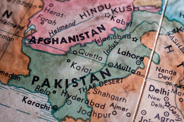 Old map of Pakistan and Afganistan - obrazy, fototapety, plakaty