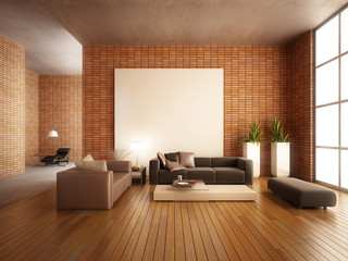 living room in modern style - obrazy, fototapety, plakaty