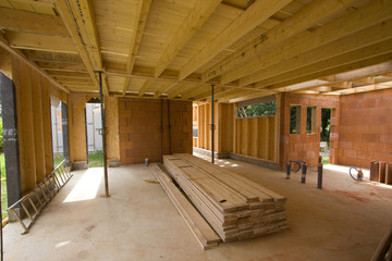 part of a wood house construction