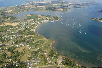 vue aerienne de Kerassel, Le logéo, Golfe du Morbihan (56)