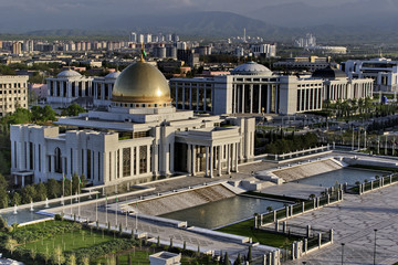 General Views to the president palace. Ashkhabad. Turkmenistan. - obrazy, fototapety, plakaty