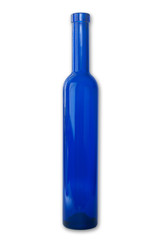 Blaue Flasche vor weissem Hintergrund