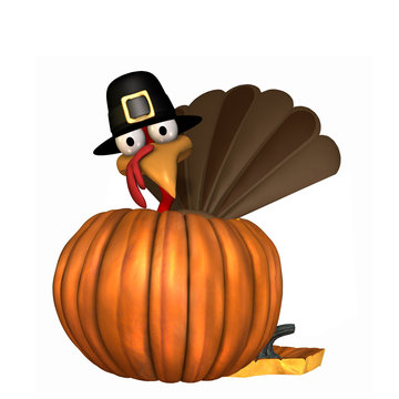 Toon Thanksgiving Turkey in Pumpkin