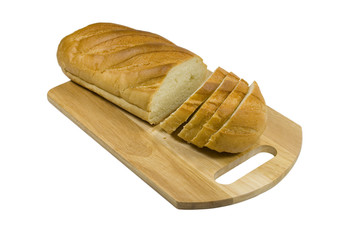 White bread lays on a chopping board