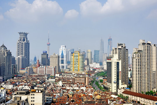 China Shanghai  Puxi skyline