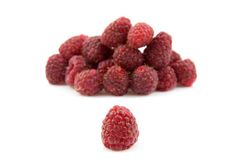 delicious fresh raspberries over white background