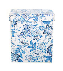 fancy blue gift box over white background