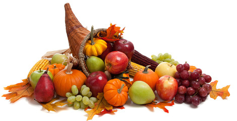 Fall cornucopia on a White back ground - 17723115