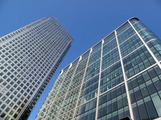 Office skyscrapers in Canary Wharf in London's Docklands