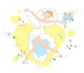 bride jumping for joy