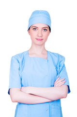 Young doctor isolated on the white background