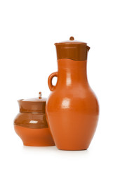 Clay jars isolated on the white background