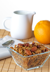 Bowl Of Granola With Fresh Picked Orange