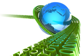 Binary data flow. Hi-res digitally generated image