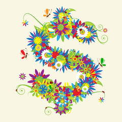 Dollar sign. Floral design. See also signs in my gallery