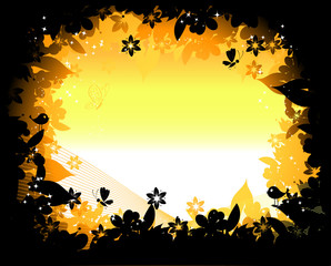 Morning dawn, nature frame silhouette for your design