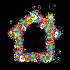 Floral house shape.See also floral style images in my gallery