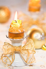 Christmas still life in gold tone