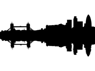 Tower Bridge London skyline reflected