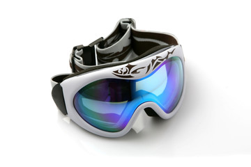 Ski glasses on white background