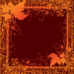 Grunge vector background with Autumn Leafs. Thanksgiving