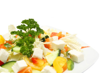 Isolated plate with greek salad