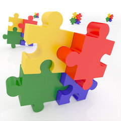 Obraz premium Jigsaw Puzzle representing teamwork and success