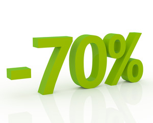 3D signs showing 70% discount and clearance