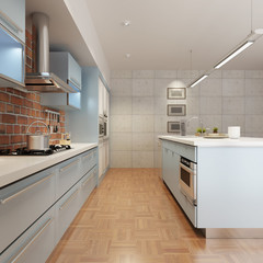3d rendering a modern kitchen