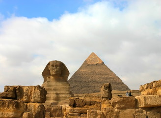 Fototapeta na wymiar Piramidy w Gizie i Sfinksa. Egipt.