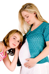 Trying to hear my aunts baby in her belly