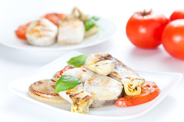 slice of hake grilled
