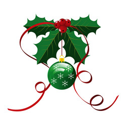 Holly Leaves and Berries Christmas Background