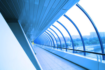 futuristic glass corridor