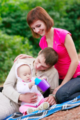 happy family outdoors portrait