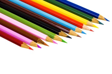 Set of color pencils isolated on a white background