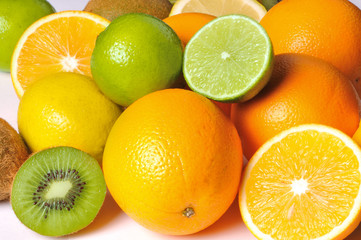 Fruits on a white background