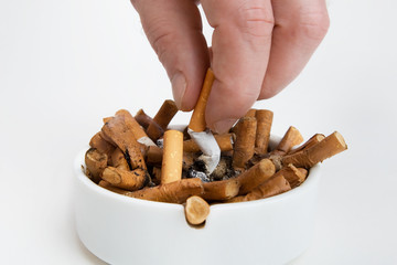 Cigarette butt in an ashtray