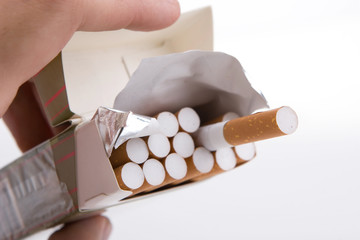 Pack of cigarettes in a hand