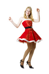 Santa girl on a white background
