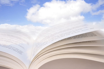 Fototapeta premium Open book in sky