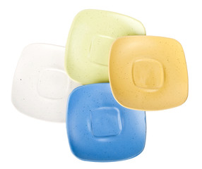 Four color plates isolated on white