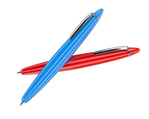 Red and blue pens isolated on white