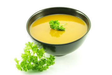 Tomato Soup in a Black Bowl