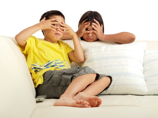 watching television