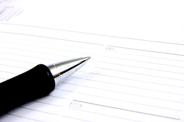 agenda and ball pen