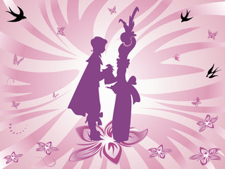 Dancing Prince and Princess - Abstract Background Pink