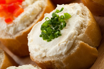 Mini sandwiches - bread with cream cheese and vegetables